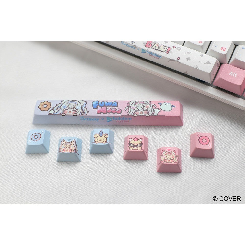 Gift Idea Ducky x hololive Fuwamoco Limited Edition One 2 RGB Keyboard Mat Set