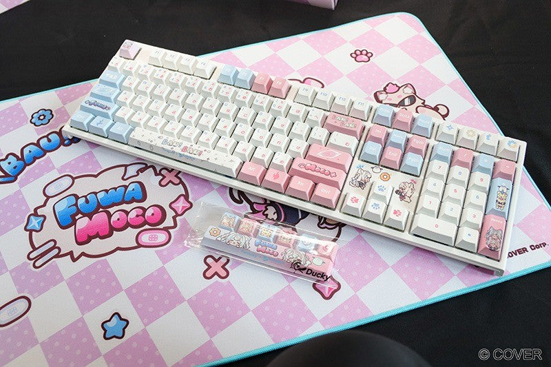 Gift Idea Ducky x hololive Fuwamoco Limited Edition One 2 RGB Keyboard Mat Set