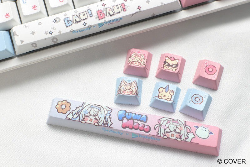 Gift Idea Ducky x hololive Fuwamoco Limited Edition One 2 RGB Keyboard Mat Set