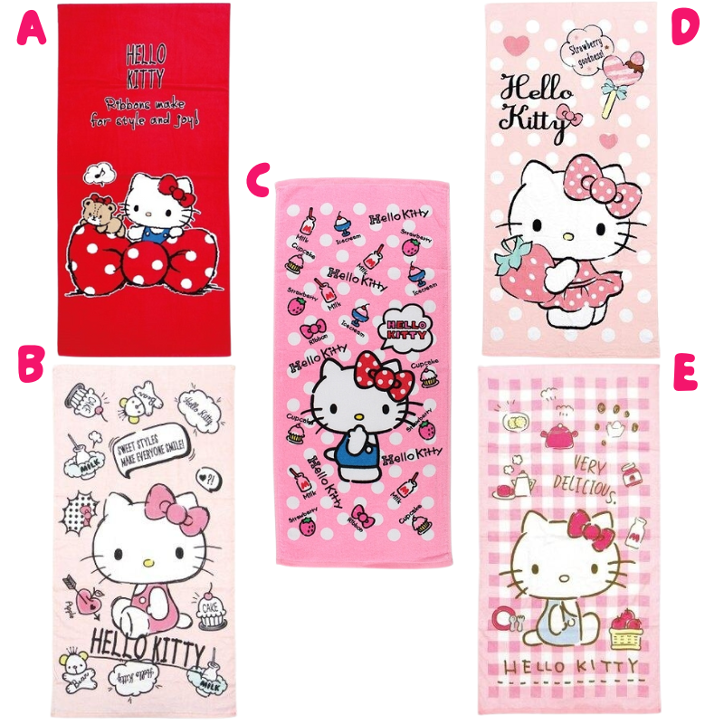 Sanrio Hello Kitty Beach Towel 30" X 60" 100% Cotton Bath Shower Pink 5 Designs - Buy Taiwan Online