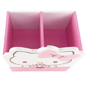 Hello Kitty Wooden Two-Grid Single Drawer Storage Cabinet Chest Desktop Storage Organizer Study Pink