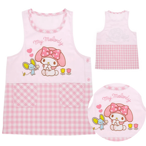 Sanrio Japan My Melody Women Apron Tunic Type 2 Pockets for Cooking Kitchen Craft Gardening Pink Check Gift