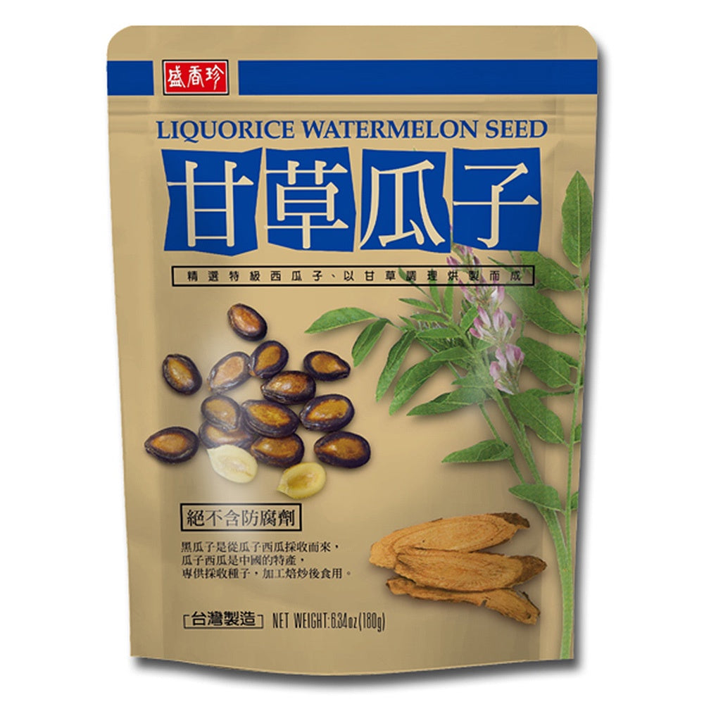 Sheng Xiang Zhen Watermelon Seeds Snack with Licorice 6.3 Oz 盛香珍甘草瓜子180g