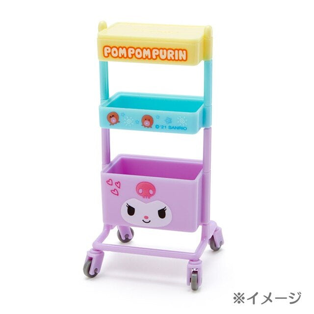 Japan Sanrio Cinnamoroll Table Mini Roller Shelf Storage Rack Cart Dining Cart Miniature Deco