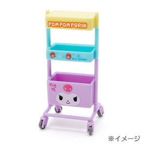 Japan Sanrio Pompompurin Table Mini Roller Shelf Storage Rack Cart Dining Cart Miniature Deco