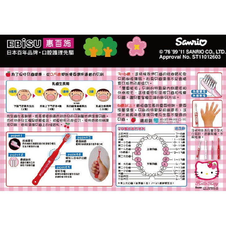 Japan EBISU Hello Kitty / Shinkansen Children's Toothbrush (1pc)