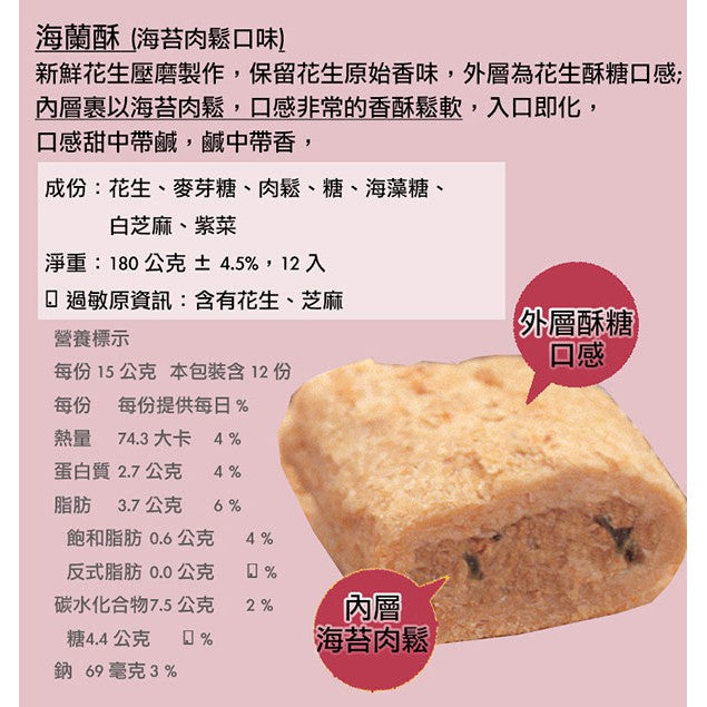 Kinmen Shengzu Tribute Candy All Flavors 金門聖祖貢糖全系列口味任選(12入/包) 金門貢糖 零食 甜點 - Buy Taiwan Online