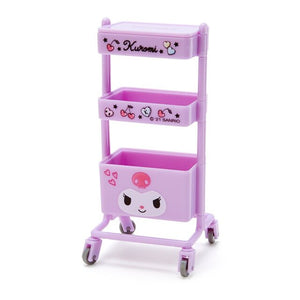 Japan Sanrio Kuromi Table Mini Roller Shelf Storage Rack Cart Dining Cart Miniature Deco Purple