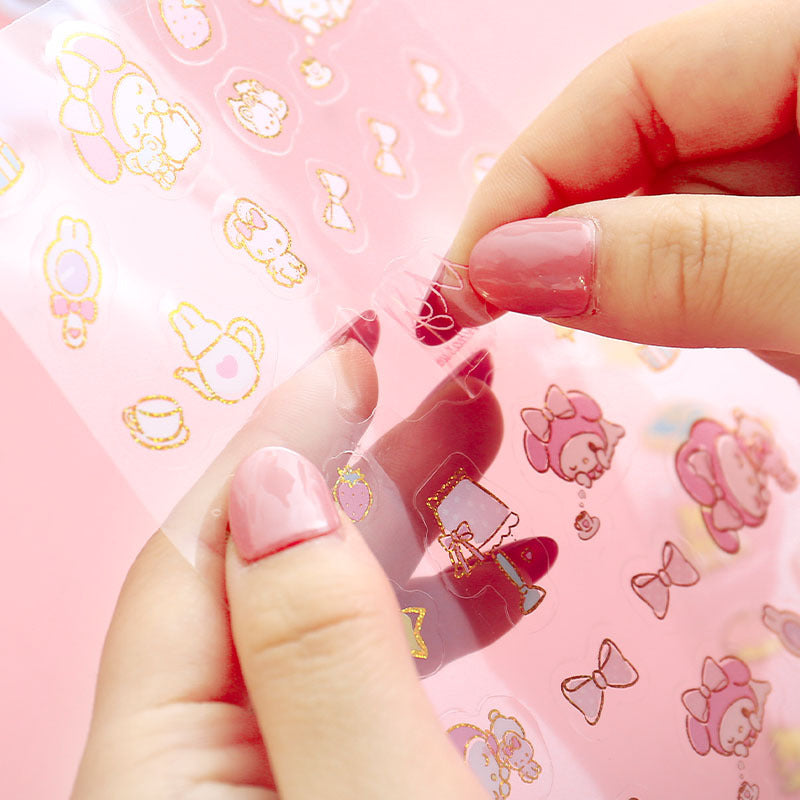 Sanrio PVC Journal Stickers 4-Pack Set Hello Kitty / My Melody / Cinnamoroll / Pompom Purin Small Pattern DIY