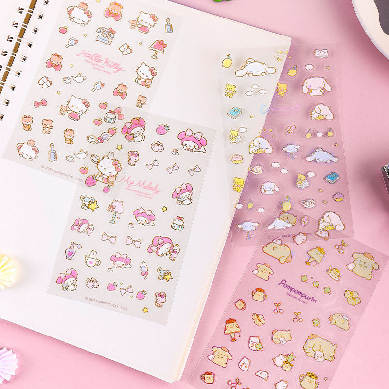 Sanrio PVC Journal Stickers 4-Pack Set Hello Kitty / My Melody / Cinnamoroll / Pompom Purin Small Pattern DIY - Buy Taiwan Online