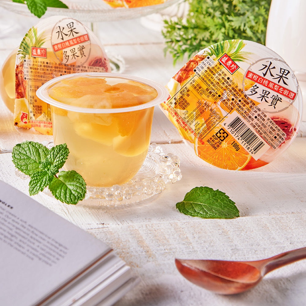 Sheng Xiang Zhen Multi-fruit Jelly Cups 6.35Oz Sweet Mandarin Grape White Peach Ffruit 4 flavors 盛香珍 多果實大果凍180g (蜜柑/葡萄/白桃/水果)