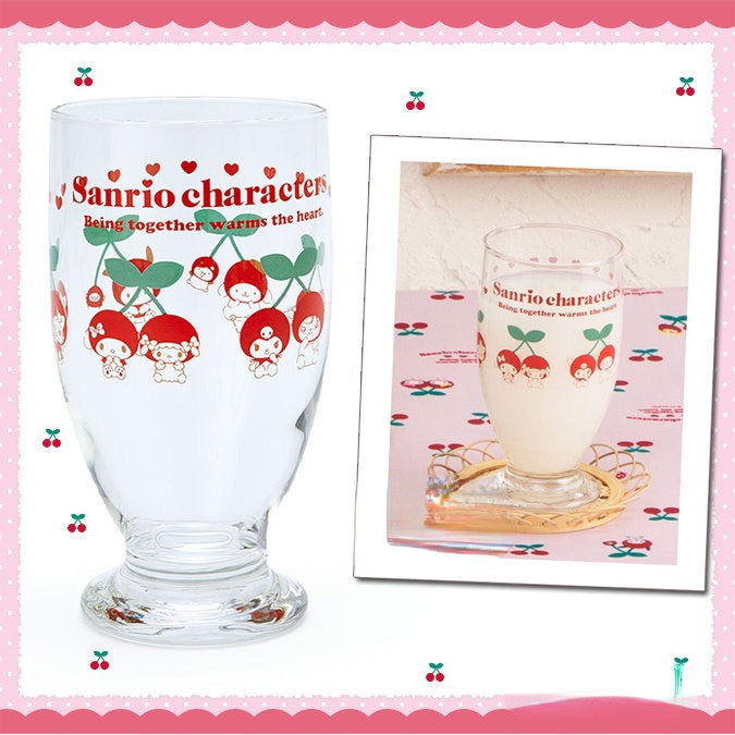 Sanrio Japan Hello Kitty Cherry Tulip Glass Cup Water Cup