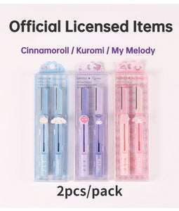 MINISO X Sanrio Cinnamoroll Kuromi My Melody Retractable Eyebrow Razor 2PC Pack Portable