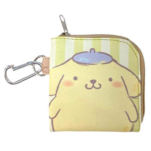 Pompom Purin Sync Leather Square Coin Purse with Lock (Yellow Big Head)