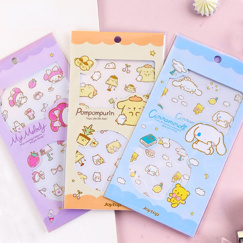 Sanrio PVC Journal Stickers 4-Pack Set Hello Kitty / My Melody / Cinnamoroll / Pompom Purin Small Pattern DIY - Buy Taiwan Online