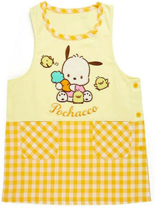 Sanrio Japan Pochacco Women Apron Tunic Type 2 Pockets for Cooking Kitchen Craft Gardening Yellow Check Gift